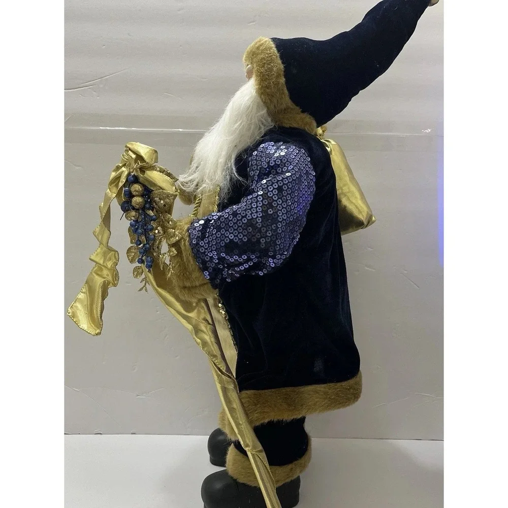 Blue & Gold Santa Figure Standing Large 28x12